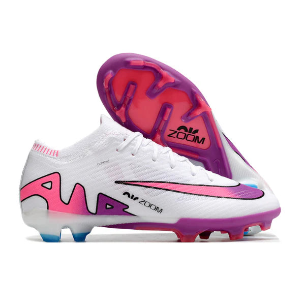 Chuteira Campo Nike Zoom Mercurial Vapor 15 Elite FG Branca, Rosa e Azul