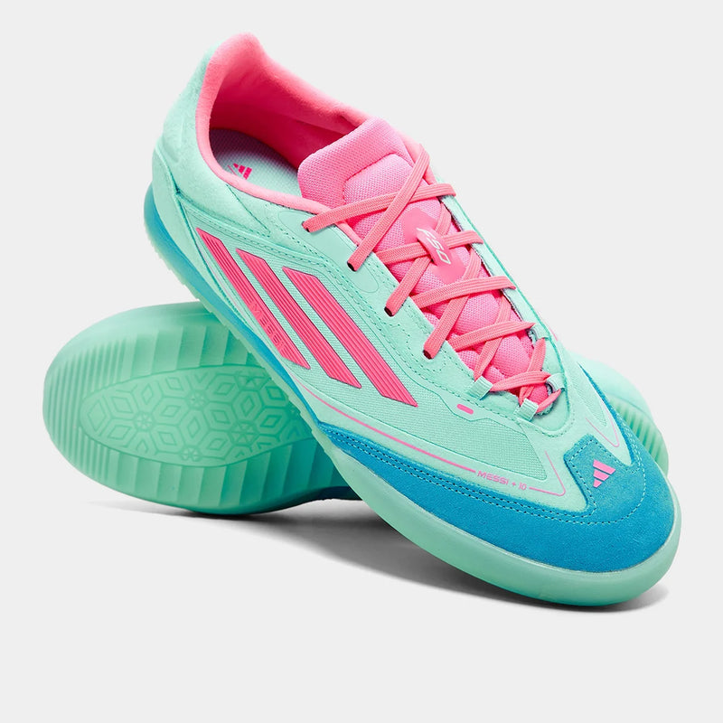 Chuteira Futsal Adidas F50 Freestyle Messi - Azul+Rosa