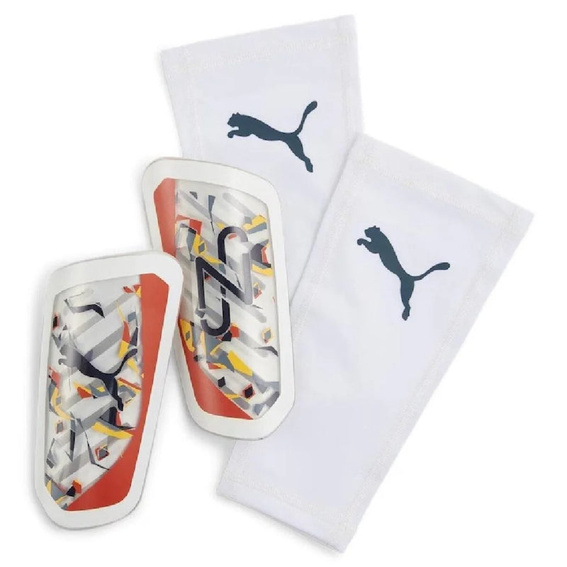 Caneleira Puma Neymar JR Ultra Flex - Prata+Amarelo