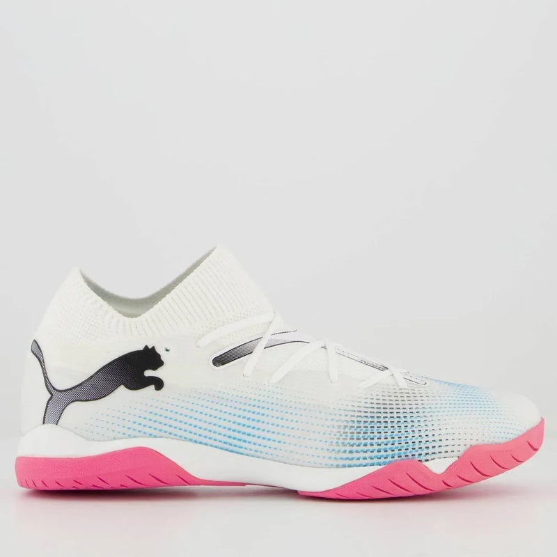 Chuteira Puma Future 7 Match IT BDP Futsal Branca e Rosa - Branco