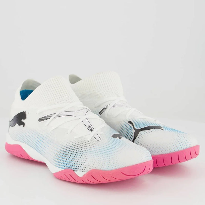 Chuteira Puma Future 7 Match IT BDP Futsal Branca e Rosa - Branco