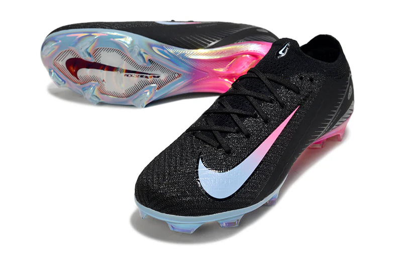 Chuteira Campo Nike Air Zoom Mercurial Vapor 16 Elite FG Preta/Rosa/Azul